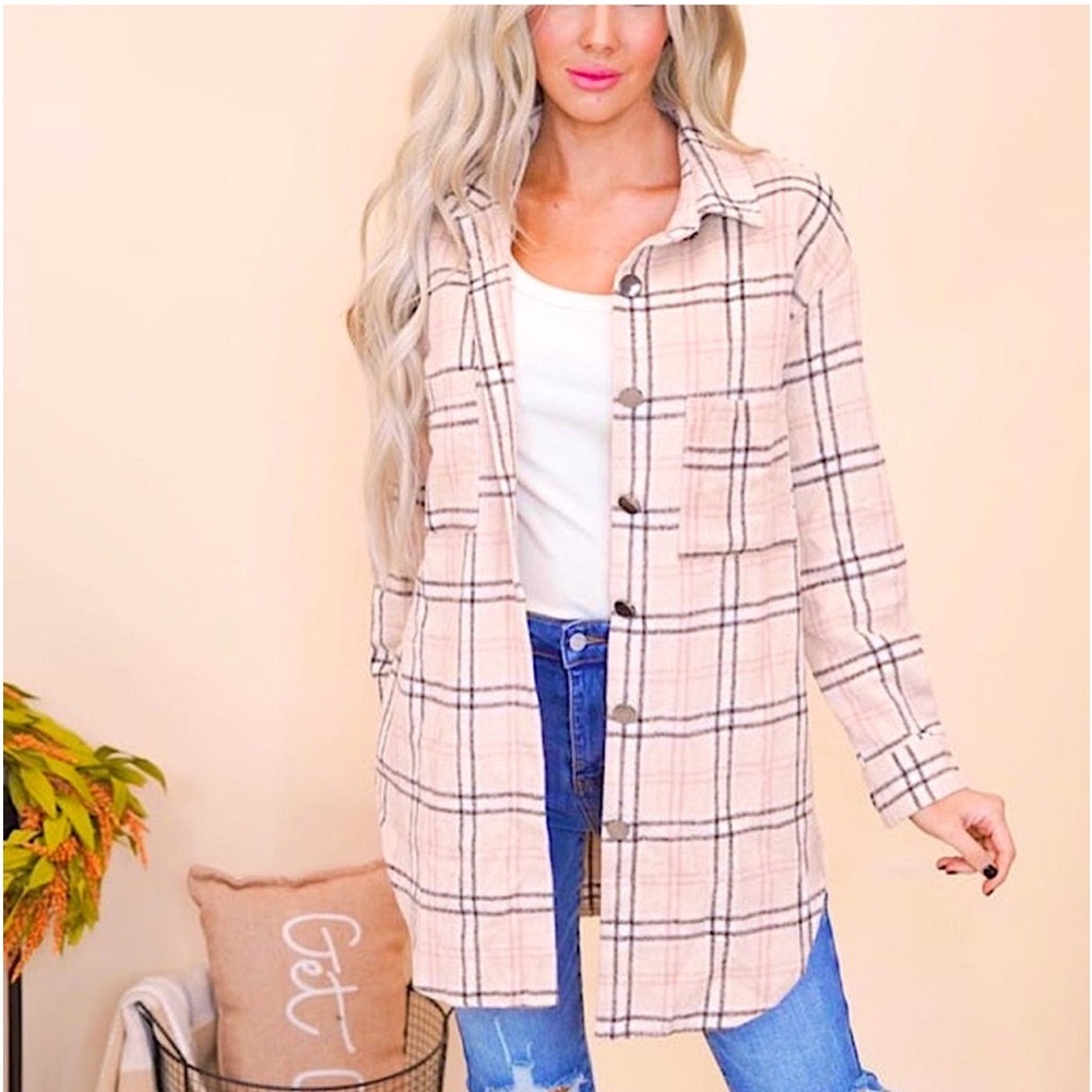 🆕🌿🤍MUNDEFEIS: BEIGE Plaid Flannel Coat SMALL